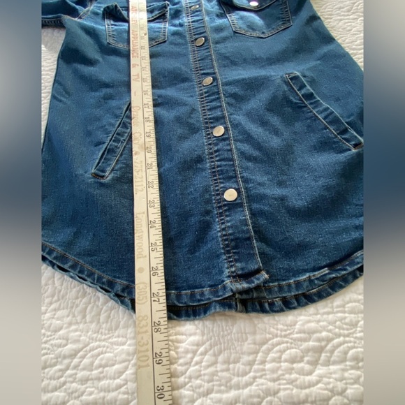 H&M Divided Blue Denim Jean Shacket with Gray Hood Size 2 - Picture 11 of 12